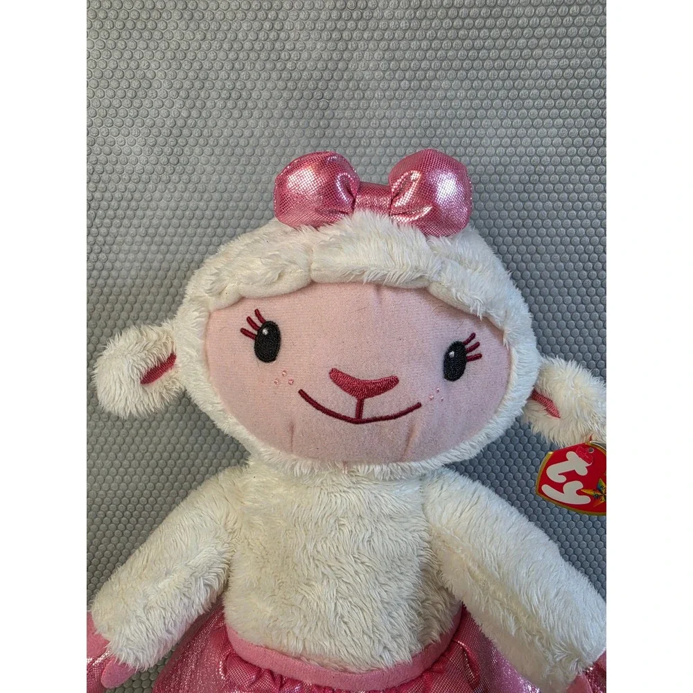 Ty Beanie Buddies Disney Doc McStuffins Lambie Plush White Pink Lamb Tutu Bow